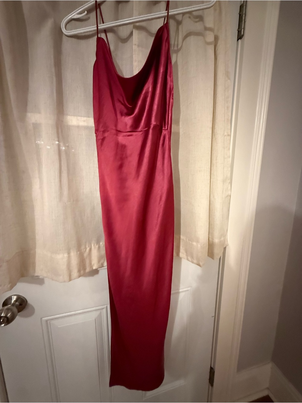 Lioness Satin Slip Maxi Dress in Rose Red